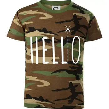 Hello - Dětské maskáčové triko - 122 cm/6 let ( Hnědý maskáč )