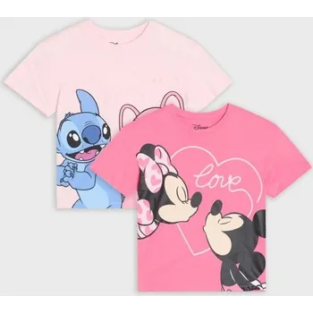 Oblečení a móda Sinsay - Bavlněná košilka s potiskem Minnie and Stitch 2 pack - krémová - 871HE-01X - 871HE-01X-122