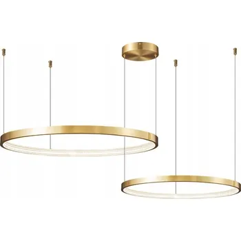 Zing Ring Double 60 B - LED lustr 60 cm, dva kruhy, zlatá mosaz