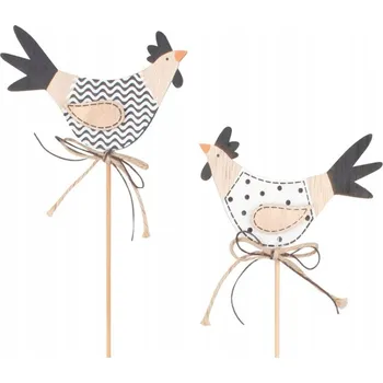 Dekorace do dětského pokoje Černá a bílá slepice na tyči 11 cm špejle, různé druhy