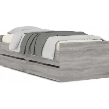 Postel Rám postele se zásuvkami 203x93 cm šedý dub