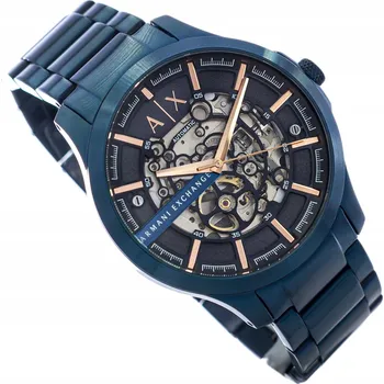 Hodinky Pánské hodinky ARMANI EXCHANGE AX2457 HAMPTON AUTOMATIC modré s odhaleným strojkem (Open Heart)