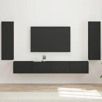 Televizní stolek Nástěnný 4 pcs Černá