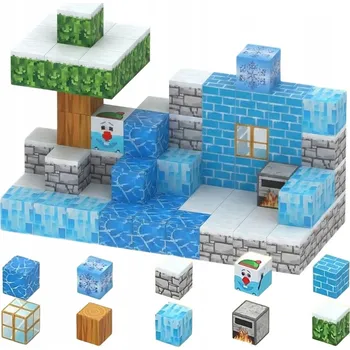 ostatní stavebnice STAVEBNICE KOSTKY MINECRAFT SADA 3D KOSTEK ZIMNÍ DOMEK 75 DÍLKŮ