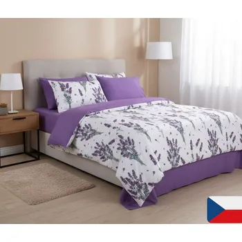 Povlečení Kvalitex Provence Collection Lavender fialové 140 x 200, 70 x 90 cm nitěné knoflíky