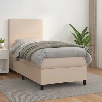 Ložnice vidaXL Box spring postel s matrací 80 x 200 cm umělá kůže [3142693] Barva: cappuccino