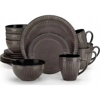 Sada nádobí Jídelní servis VANCASSO ELIGA hnědá sada nádobí 16 ks kamenina