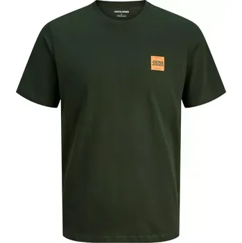 Pánská móda Velká pánská tričko s potiskem krátký rukáv Jack & Jones 12285518 tmavě zelená (6XL)