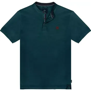 Pánské tričko Velké pánské polo tričko se stojáčkem hladké Double PS-3046 mořská barva (7XL)