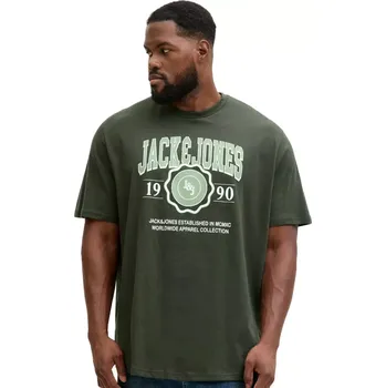 Pánské tričko Velké pánské tričko s potiskem Jack & Jones 12279704 zelená (4XL)