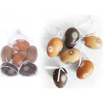 Velikonoční dekorace Dekorační plastová vajíčka 6 cm, sada 6 ks v organza sáčku
