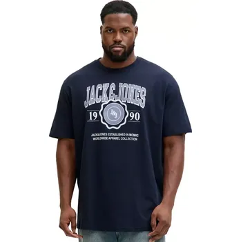 Pánské oblečení Velké pánské tričko s potiskem Jack & Jones 12279704 tmavě modrá (6XL)