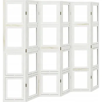 Paraván Paraván z masivního dřeva Paulownia, bílý, 6 panelů, 210-215x180 cm, tloušťka