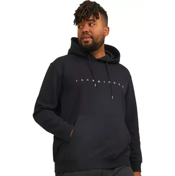 Pánská mikina Velká pánská mikina přes hlavu s kapucí s nápisem Jack & Jones 12243527 černá (5XL)