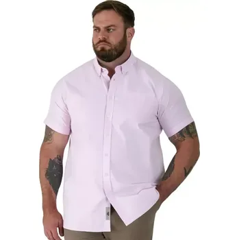 Pánská košile Pánská velká hladká košile s krátkým rukávem Duke D555 James růžová (2XL)