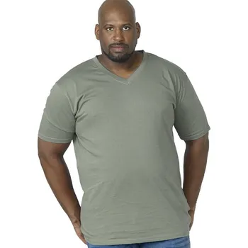 Pánské tričko Velká košile Duke D555 Signature s výstřihem do V v khaki barvě (8XL)