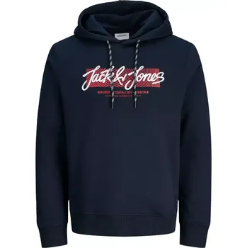 Pánská mikina Velká pánská mikina přes hlavu s kapucí Jack & Jones 12279598 tmavě modrá (4XL)