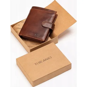 Peněženka Pánská Kožená Peněženka Elegantní Slim Ozdobná RFID Hnědá T123