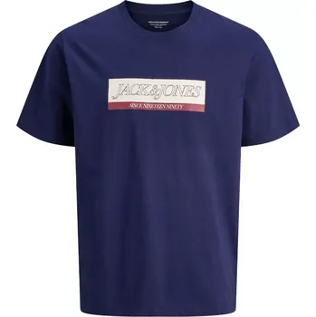 Oblečení a móda Velké pánské tričko s potiskem Jack & Jones 12289128 tmavě modré (5XL)