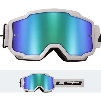Motocyklové brýle LS2 CHARGER GOGGLE WHITE WITH H-V GREEN IRID.VISOR