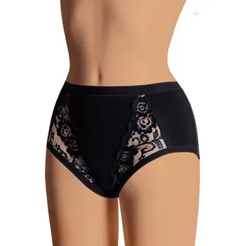 Kalhotky Dámské vyšší krajkové kalhotky S79 Risveglia Barva/Velikost: černá / XXL/3XL