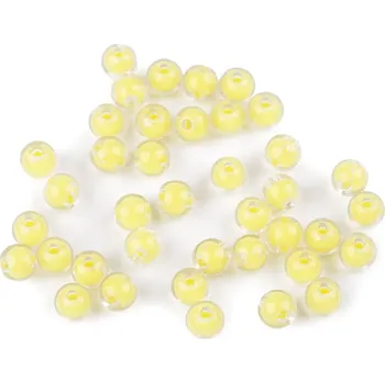 Dětské navlékací korálky Plastové korálky Ø8 mm s efektem barev uvnitř, střední, 1 žlutá světlá