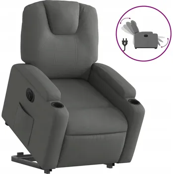 Obývací pokoj Křeslo s funkcí vstávání a polohování, nosnost 110 kg, 74x88x97 cm, tmavě šedé