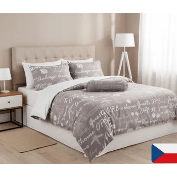 Povlečení Bavlněné povlečení Lodě šedé 140 x 200, 70 x 90 cm knoflíky