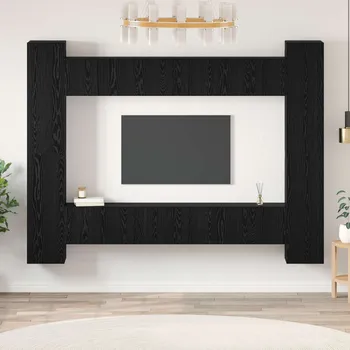Obývací stěna vidaXL Sestava TV skříněk Nástěnný 10 pcs Černý dub 30,5 x 30 x 90 cm [3393229]