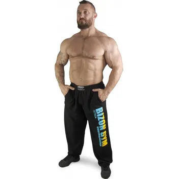 Bizon Gym Tepláky 107 - černá/žluto-modrá Černá 3XL