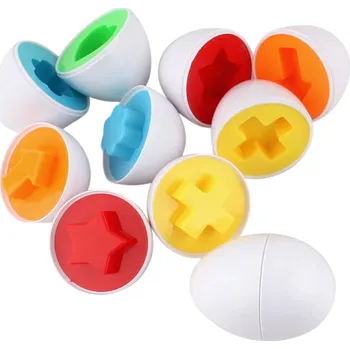 Dřevěná hračka 6 ks senzorická vajíčka 4,5 x 5 cm Vzdělávací třídicí hračka pro děti Tvary křížek srdce hvězdička Rozvoj motoriky a rozpoznávání pro batolata