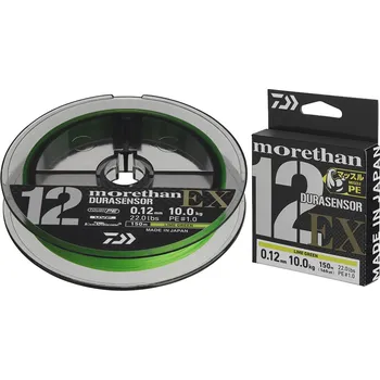 DAIWA splétaná šňůra MORETHAN DURASENSOR 12 BRAID EX+SI3 Lime Green 150m Průměr-Nosnost: 0.18mm - 16kg