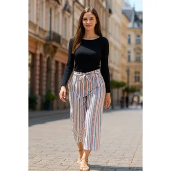 Dámské kalhoty Sale-Kalhoty se širokými nohavicemi B7JN03 - pruhované-Sale Velikost: XL