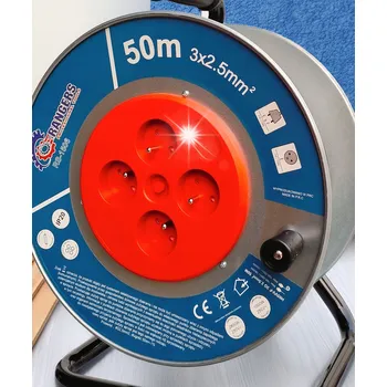 Napájecí kabel PRODLUŽOVACÍ KABEL BUBNÍK ZAHRADNÍ STAVEBNÍ 50m 3x2,5MM KOVOVÝ PROFI