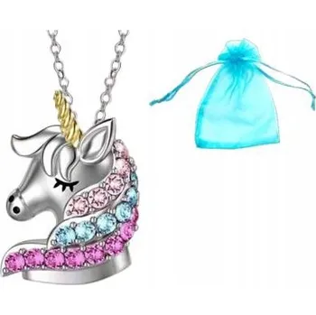 Náhrdelník Dětský náhrdelník Jednorožec Stříbrný Zirkony Multicolor Unicorn Krásný