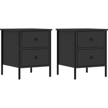 Noční stolek Černé noční stolky v industriálním stylu 40 x 42 x 50 cm, 2 ks