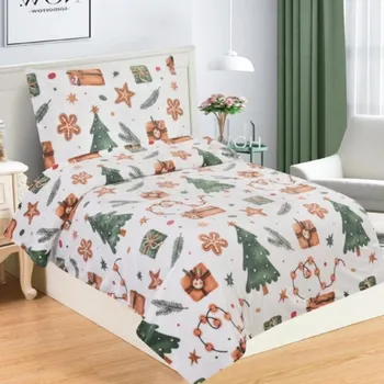 Povlečení TiaHome Mikroplyšové povlečení vánoční Christmas 200x140cm+90x70cm