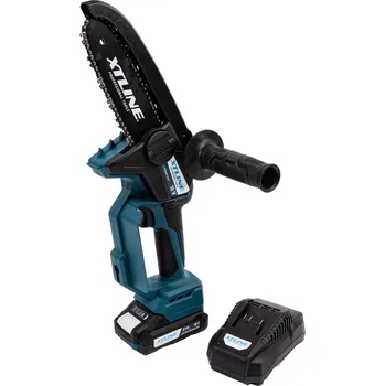 Motorová pila XTLINE Aku řetězová mini pila bezuhlíková 18 V + baterie 2.0 Ah + nabíječka 2.4 A