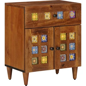 Noční stolek Noční skříňka Hnědá 50 x 33 x 60 cm Masivní mangové dřevo