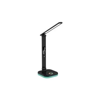 Lampička Platinet PDL711RGBB stolní LED lampa stmívatelná, bezdrátové nabíjení, hodiny, černá