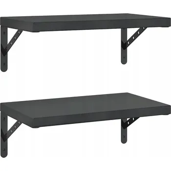 police Černé nástěnné police z nerezové oceli 50 x 30 x 3 cm, 2 ks