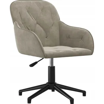 Otočná kancelářská židle sametová světle šedá 56 x 61,5 x (72-80) cm