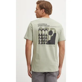 Pánská móda Bavlněné tričko Columbia Explorers Canyon 2036451. zelená 97X, vel. S