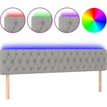Čelo postele s LED osvětlením a nastavitelnou výškou, světle šedé, 160x5x78/88 cm