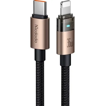 Náhradní díl pro mobilní telefon Mcdodo – datový kabel (CA-6941) – s nabíjecím světlem, USB-C na Lightning, průhledný kabel, 36W, 1,2m – Desert Gold