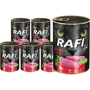 Krmivo pro kočku Rafi Cat Adult Mokré krmivo pro kočky s telecím masem 12 x 400 g