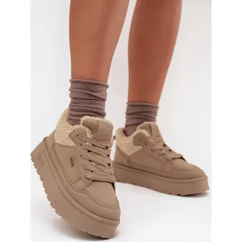 Dámské tenisky Dámské zateplené sportovní boty na platformě SS274105 Béžová - Big Star béžová 37