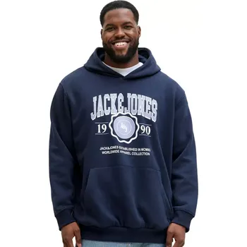 Pánská mikina Pánská velká mikina přes hlavu Jack & Jones 12279622 tmavě modrá (4XL)