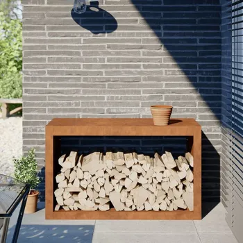vidaXL Stojan na palivové dřevo 100x40x60 cm povětrnostně odolná ocel [850984] Barva: Povětrnostně odolná ocel / Hnědý