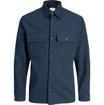 Velká pánská košile s dlouhým rukávem Jack & Jones 12288192 tmavě modrá (5XL)
